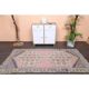 Vintage Turkish Oushak handmade wool cotton pink runner rug 117x254