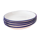 Set of 4 Deep Dessert Plates – White & Blue Rim