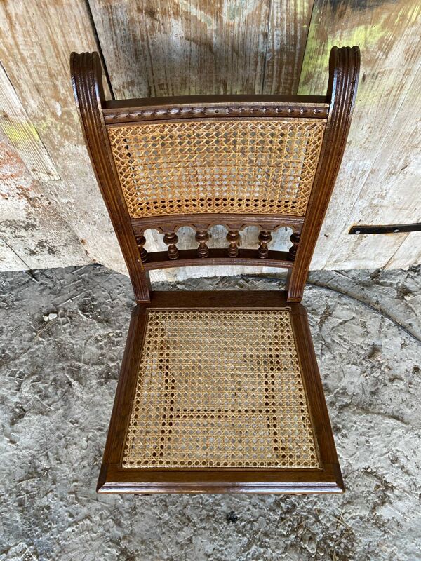 Chaise ancienne neo renaissance chêne + assise + dossier cannées vintage