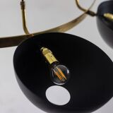 Contemporary 10-light chandelier or pendant light, brass and black lacquer