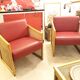 Pair of vintage wooden and caned armchairs – 1980