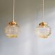 Pair of Space Age Pendant Lights in Yellow Clear Glass, 1960s-70s