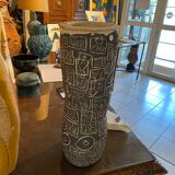 Sculptural vase with vintage geometric patterns