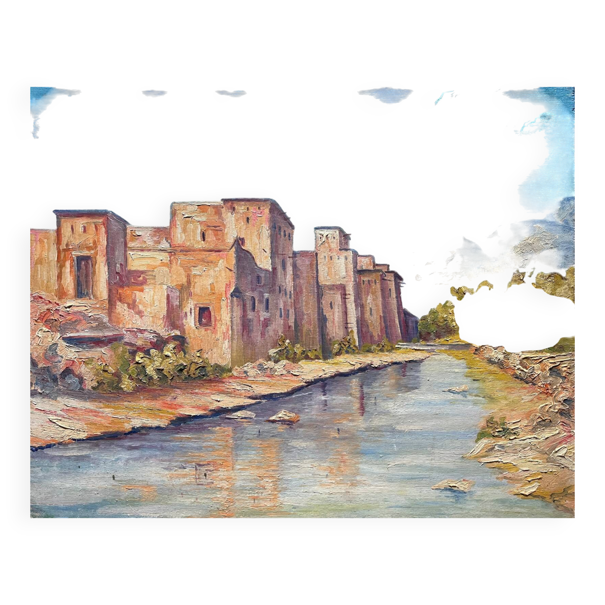 Tableau HSP 1956 "Kasbah Talat n’Yacoub" Orientalist Morocco