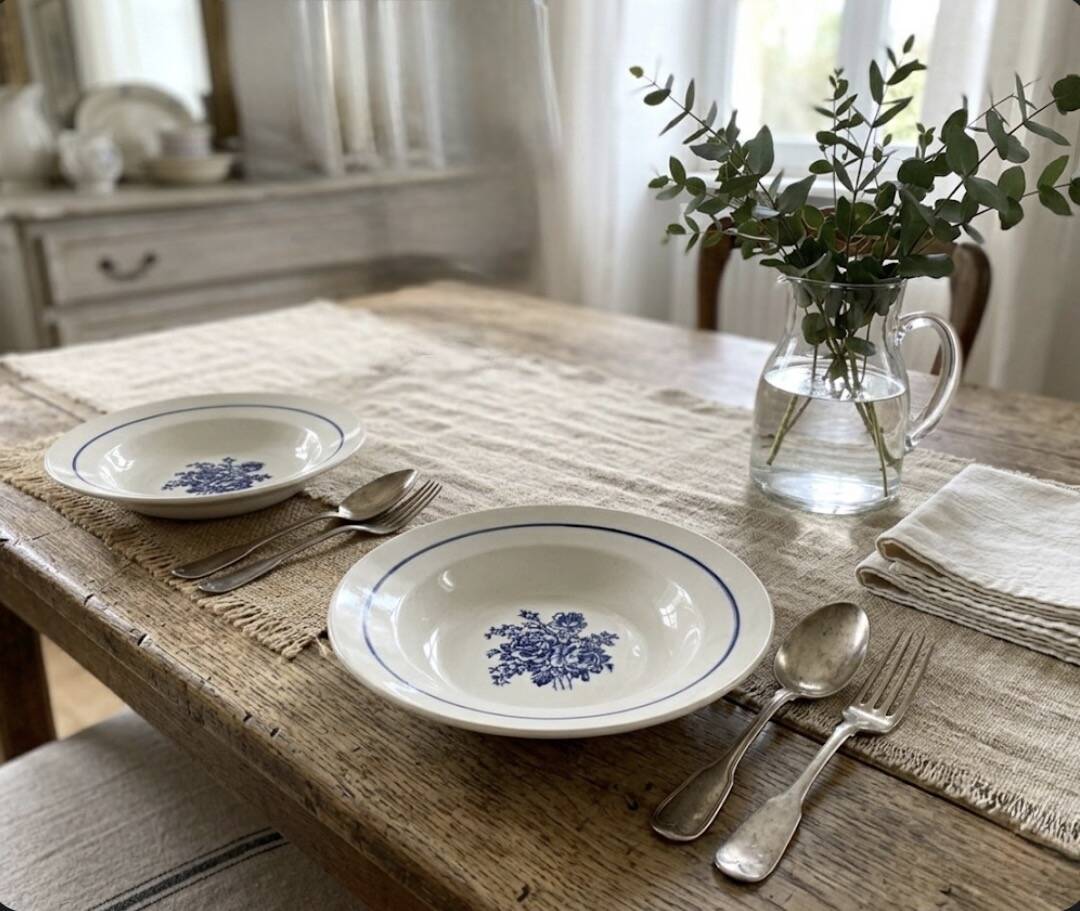 Pair of old hollow plates in earthenware