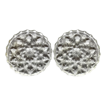Pair of crystal bottle undersides