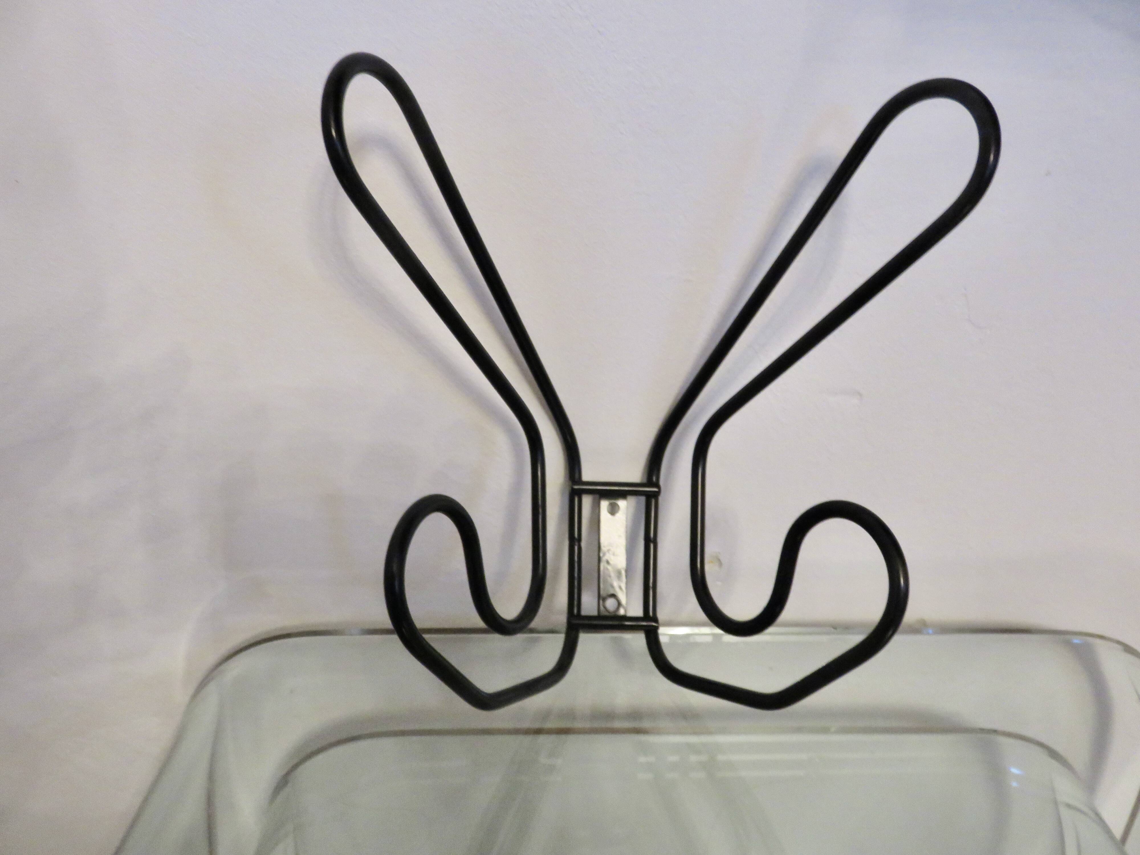 Wall mounted coat rack, Ikea, 4 hooks, 1980, Memphis