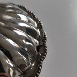 Shell-shaped butter dish in silver-plated metal from the 50s