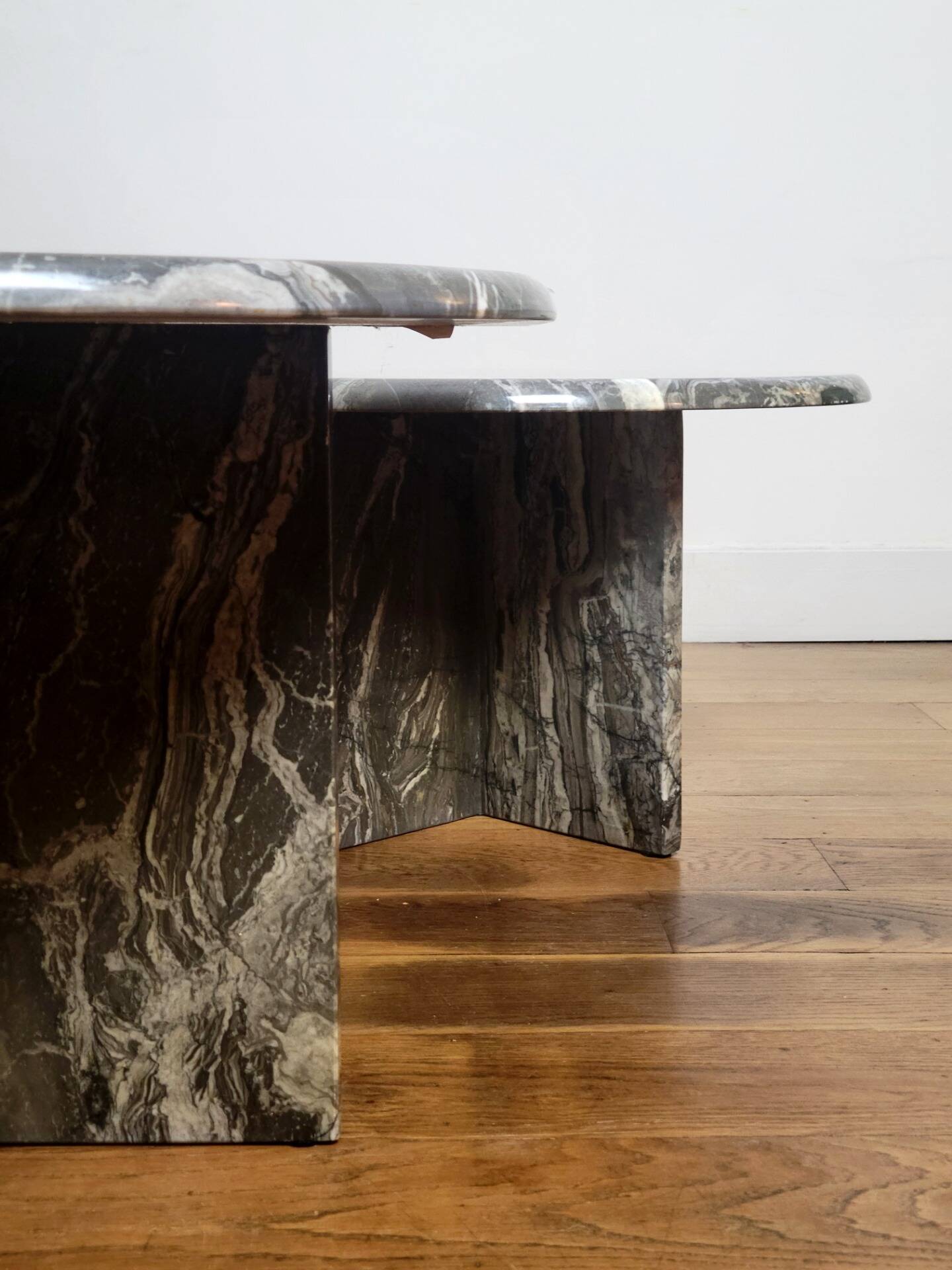Vintage organically shaped marble side tables, Germany 1970
