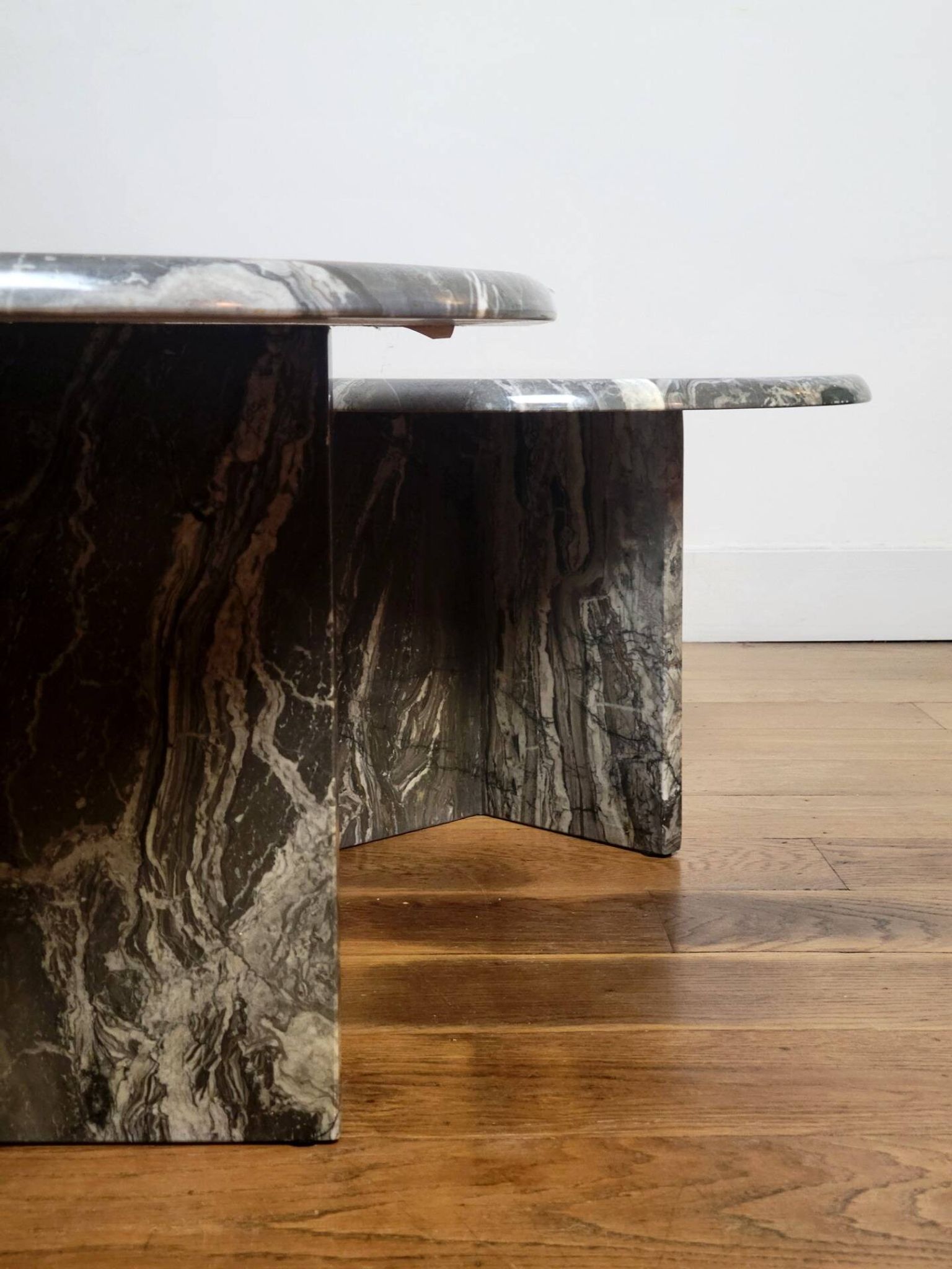 Vintage organically shaped marble side tables, Germany 1970