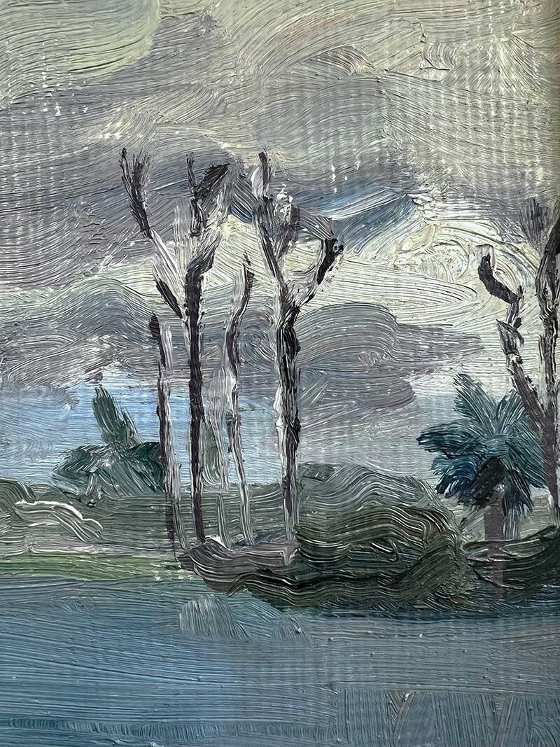 Painting “Lake”, B.Gillet, Oil on strong cardboard
