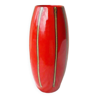 Red ceramic vase