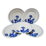 Set of 5 blue flower dinner plates