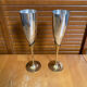 Paire Flûte Champagne Métal Chromé + Doré Vintage #E368
