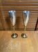 Pair of Vintage Chrome and Gold Metal Champagne Flutes #E368