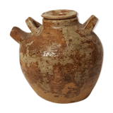 Pot with lid and double sandstone handle