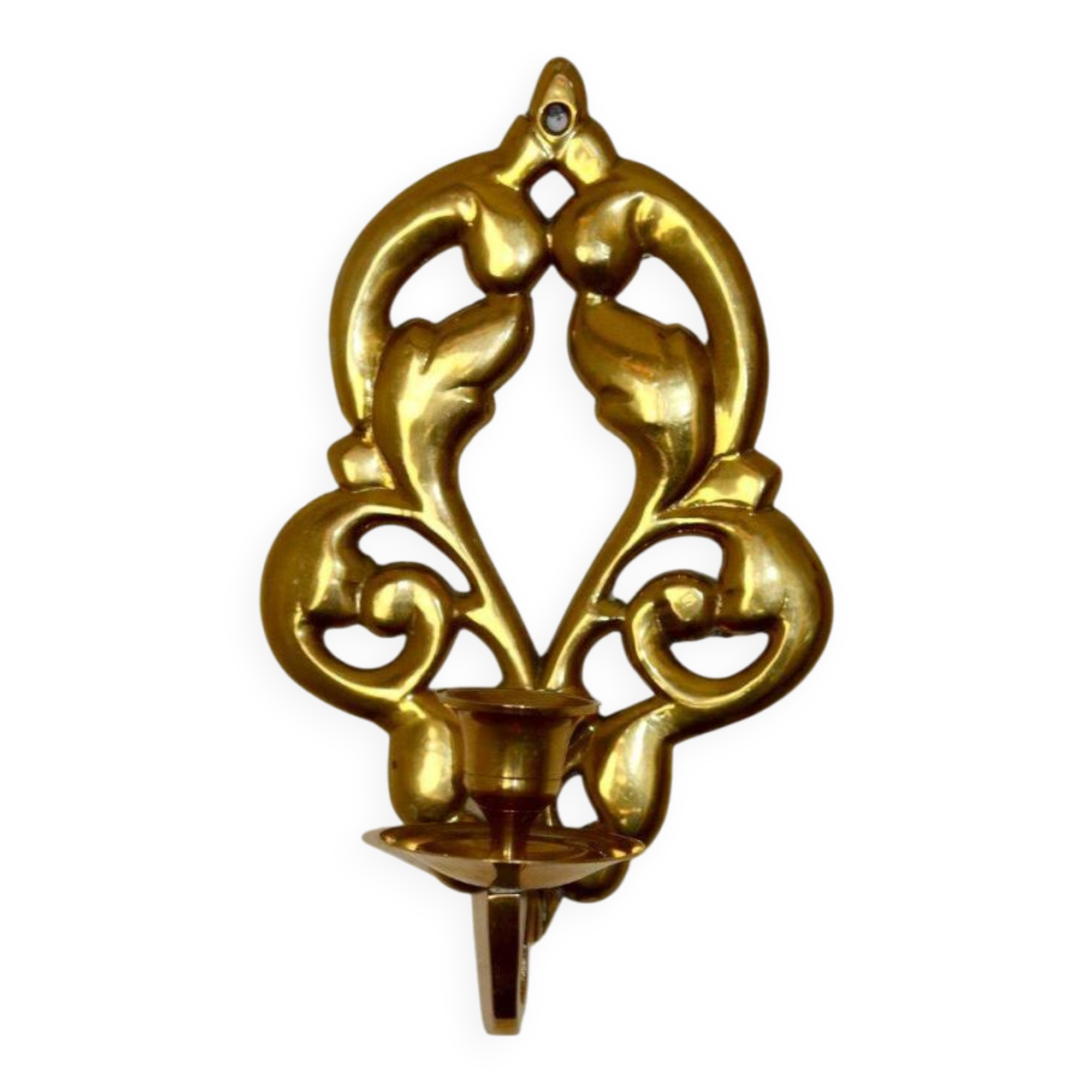 Pair of Swedish brass wall sconces from the mid-century.