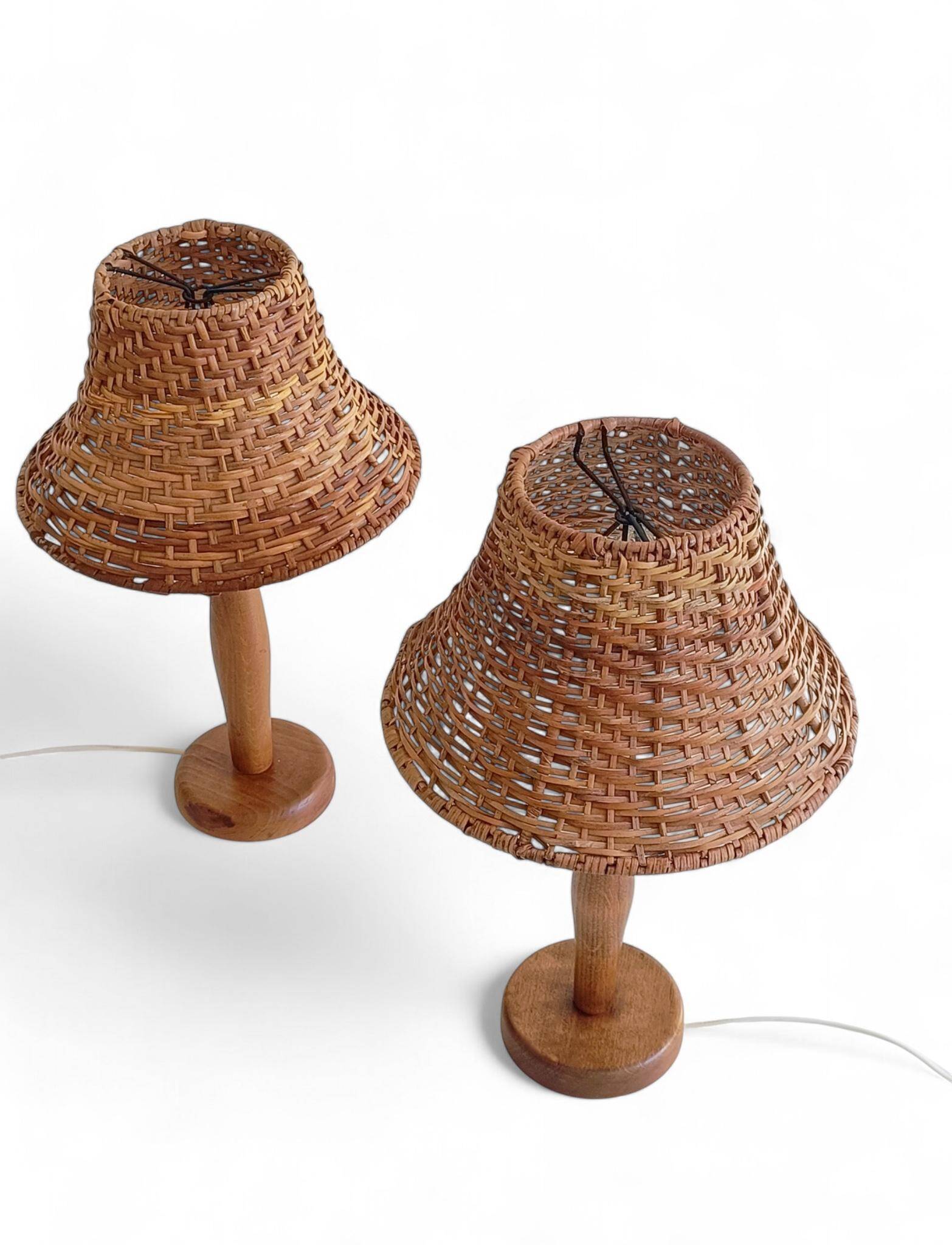 Pair of 1960s Swedish Pine Table Lamps by Ikea — Mid-Century Organic Modern