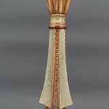 Lampe Art Deco en bois peint vert et patine cuivrée, France, Circa 1920