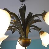 Five Pendant Lights with Frosted White Glass, 1970s