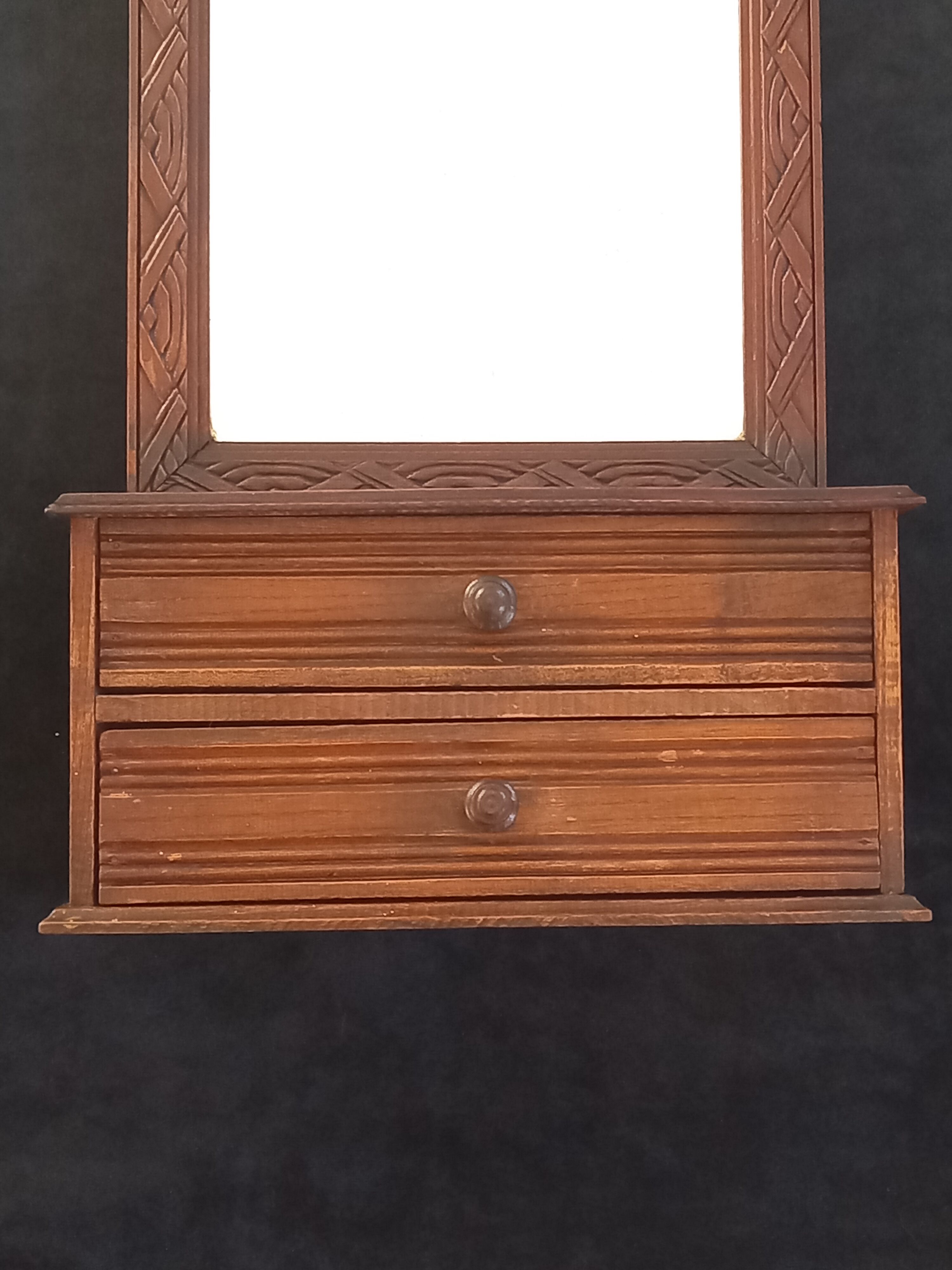 Art deco wall cabinet with mirror and two drawers