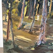 La clairière, huile à couteau, signée F Grillo