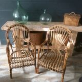 2 armchairs in old rattan