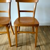 set of 4 Thonet bistro chairs in curved wood honey Mid-Century 50s