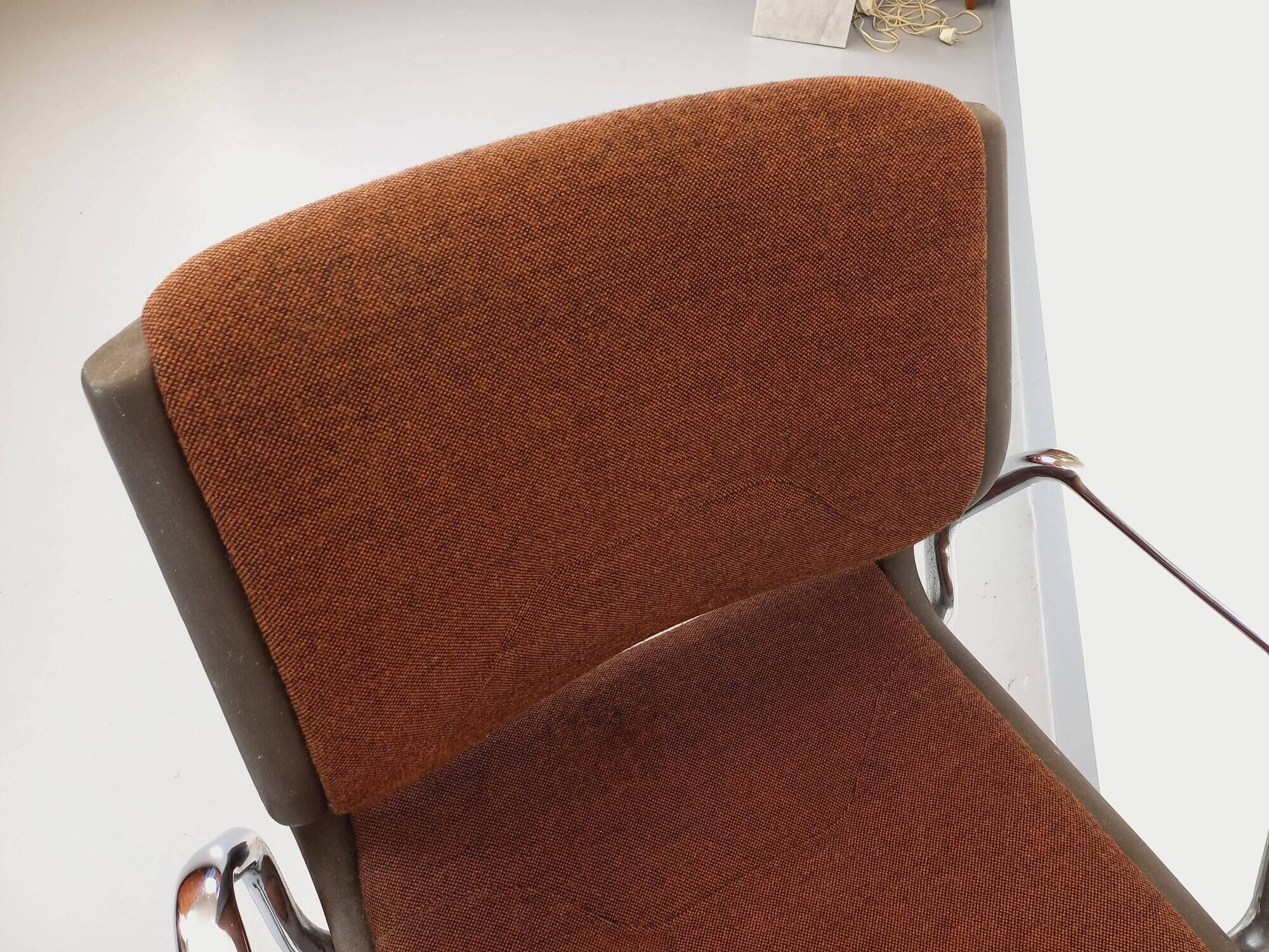 Vintage Steelcase Strafor office chair in chrome and fabric from the 70s