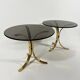 Brass and smoked glass side tables from the 1960s.
