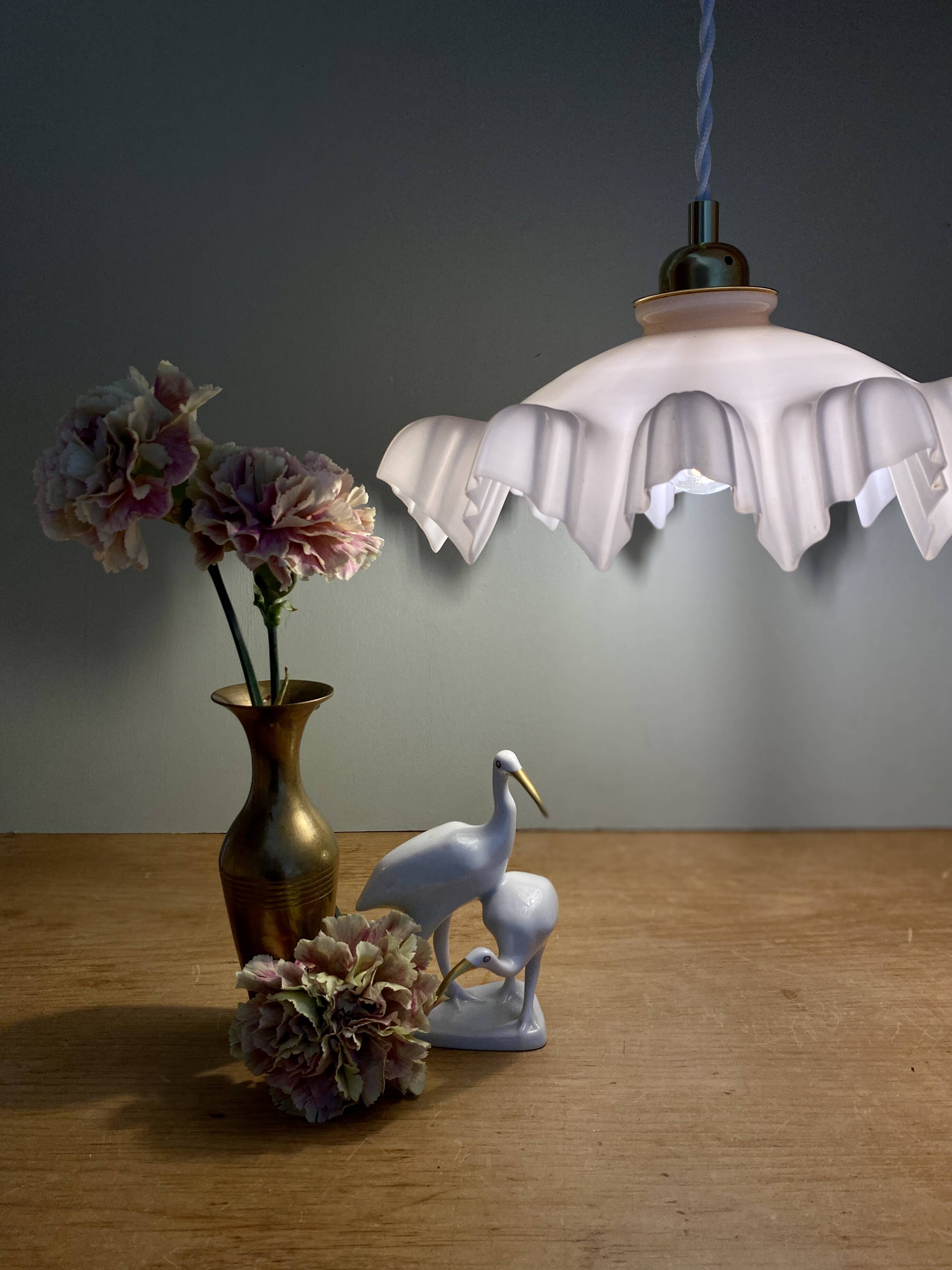 Vintage pink opaline lampshade pendant light