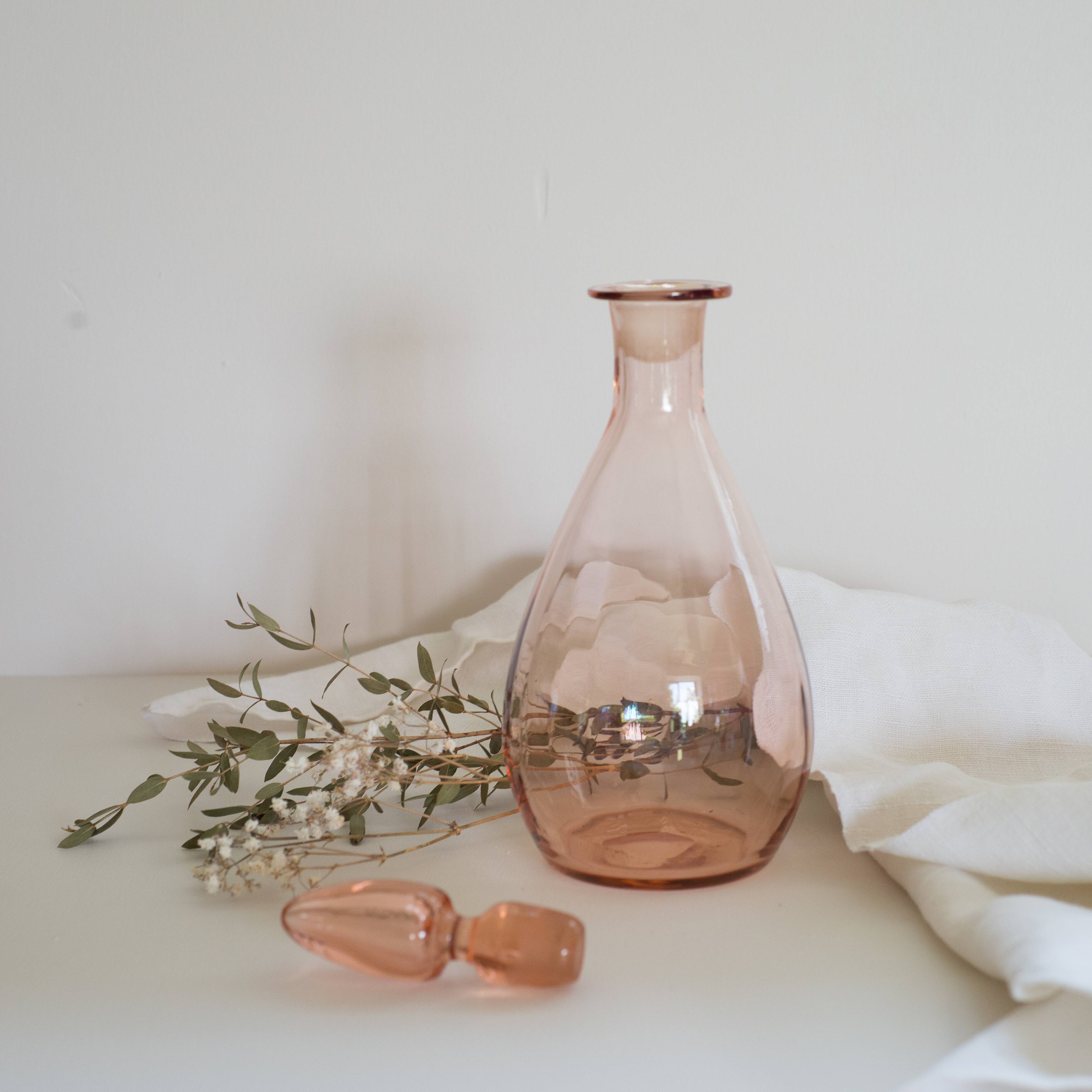 Pink glass bottle