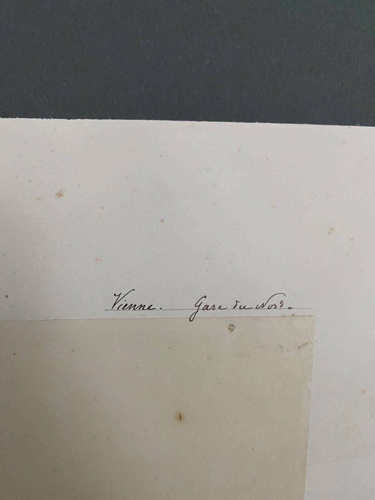 Photo Vienne Gare du Nord 19th century albumen laminated cardboard