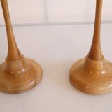 Pair of vintage wooden candle holders 1970