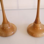 Paire de bougeoirs vintage en bois 1970