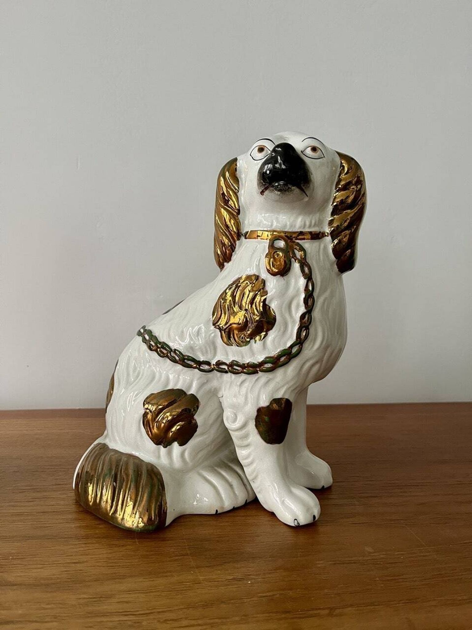 Pair of Staffordshire ceramic dogs – England, 20th century