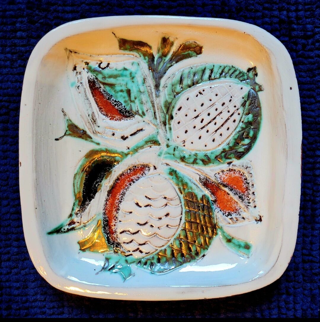 Old vintage ceramic dish Vallauris 50s 60s