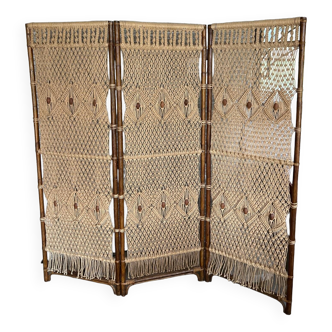 Bamboo and macramé screen 1970, screen