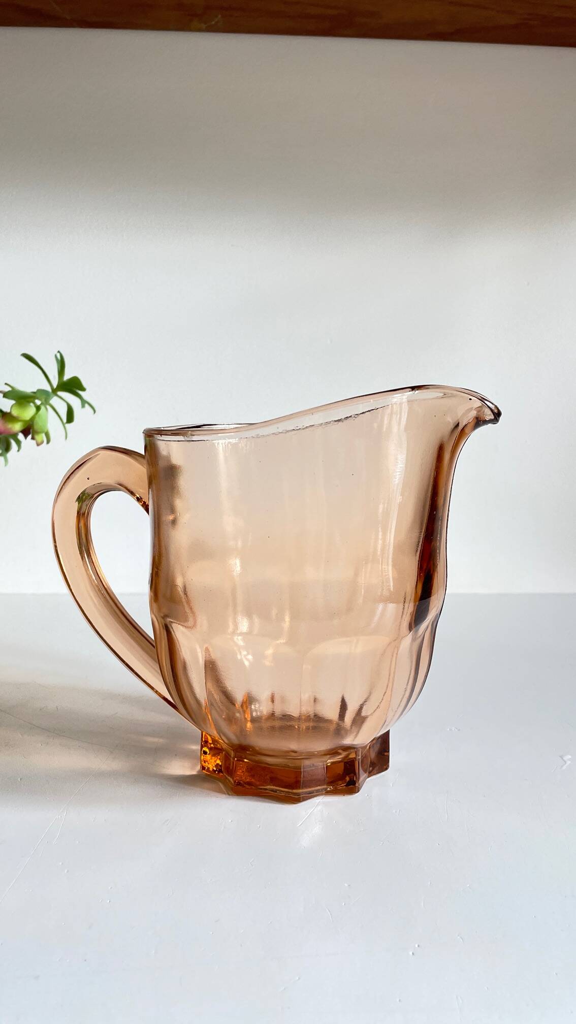 Vintage amber-pink glass pitcher 1 liter