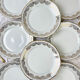 8 Flat plates porcelain white gilded CHAUVIGNY LIMOGES