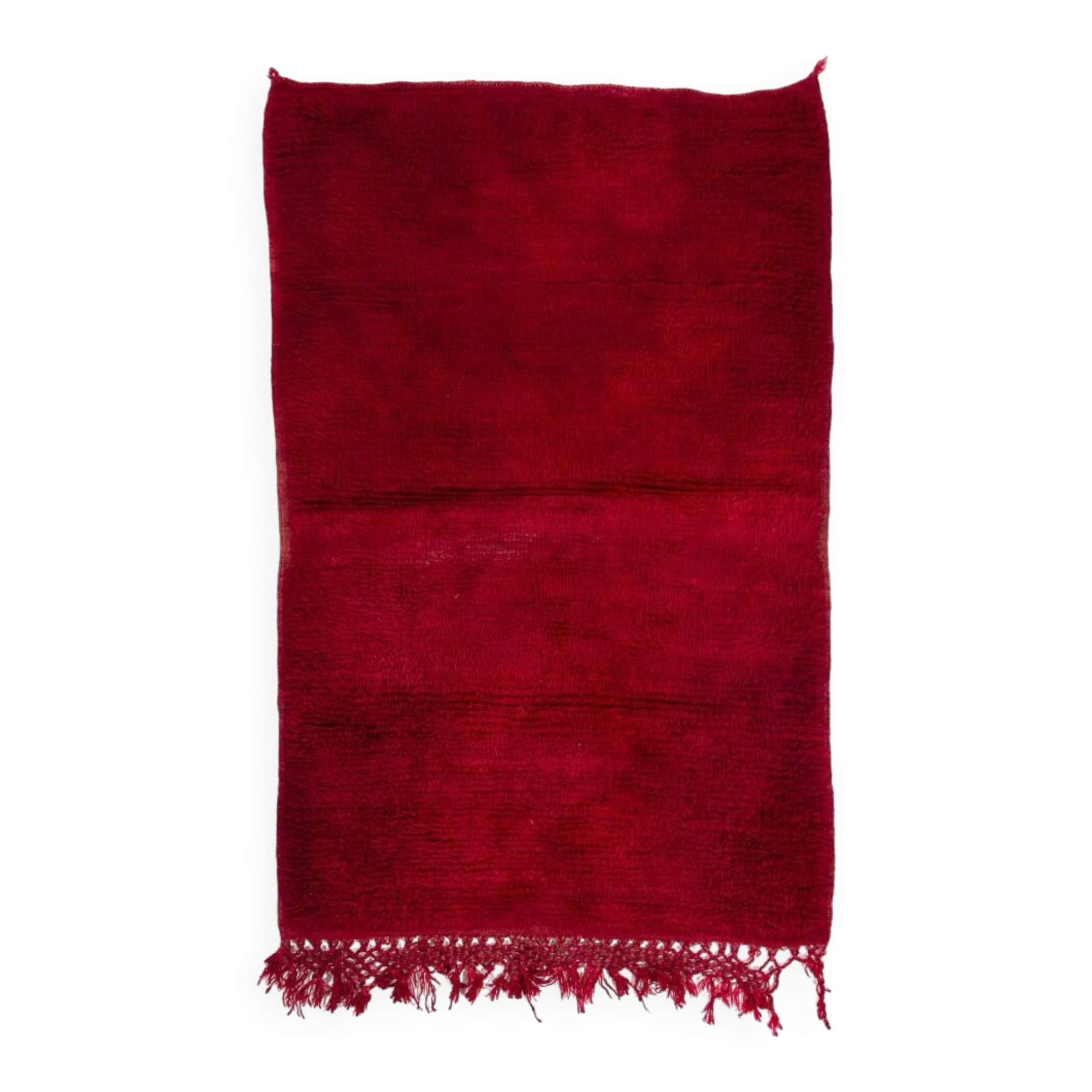 Solid Red Vintage Handmade Turkish Tulu Rug, 100% Wool