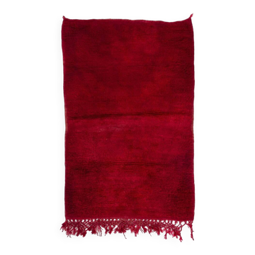 Solid Red Vintage Handmade Turkish Tulu Rug, 100% Wool