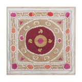 Vintage Suzani Pastel Tablecloth - Uzbek Embroidery Wall Hanging Decor