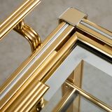 Bar Cart in Gold and Chrome with Glass Shelves, 1970s