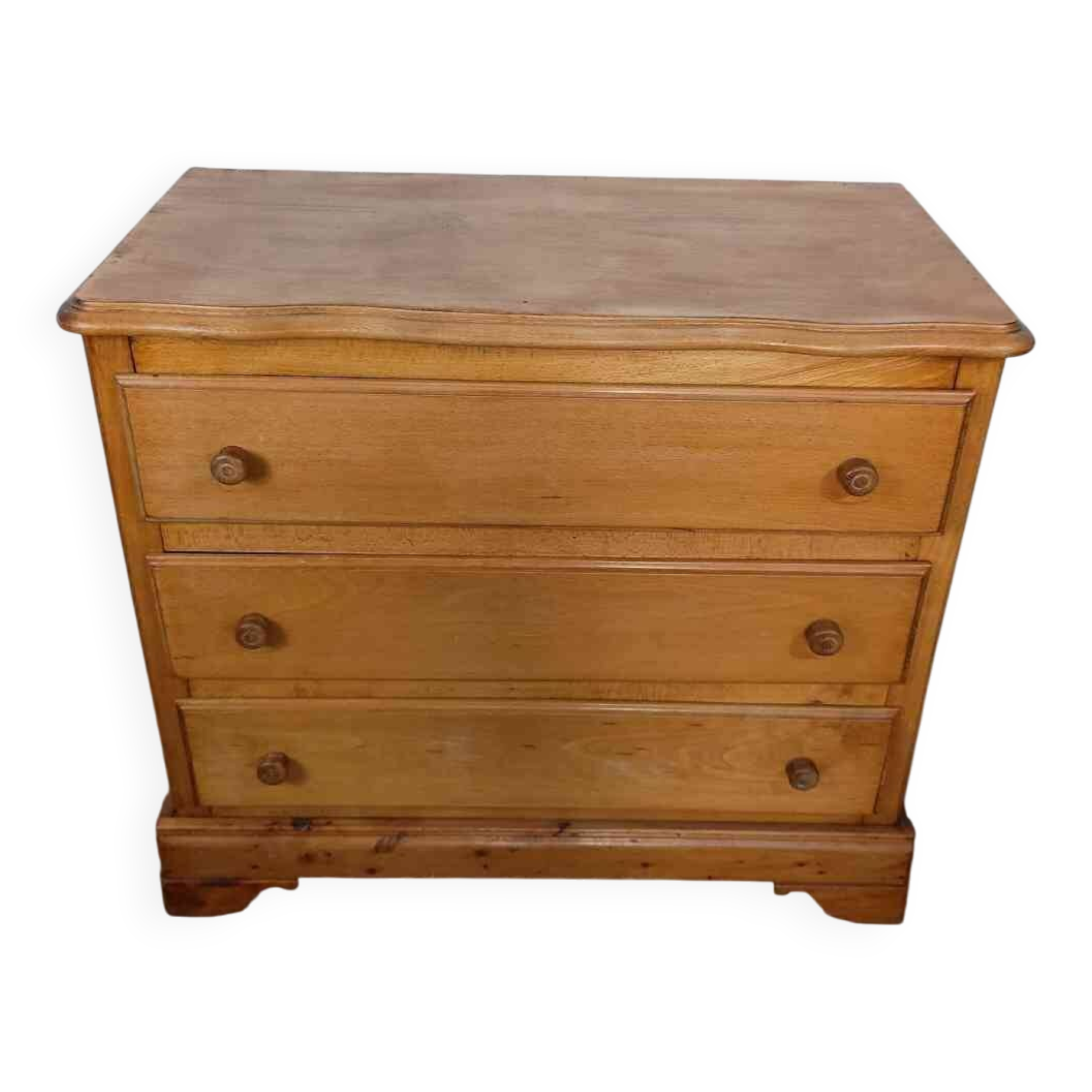 1980s wooden chest of drawers with three drawers