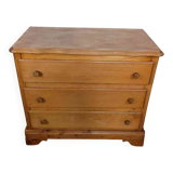 1980s wooden chest of drawers with three drawers