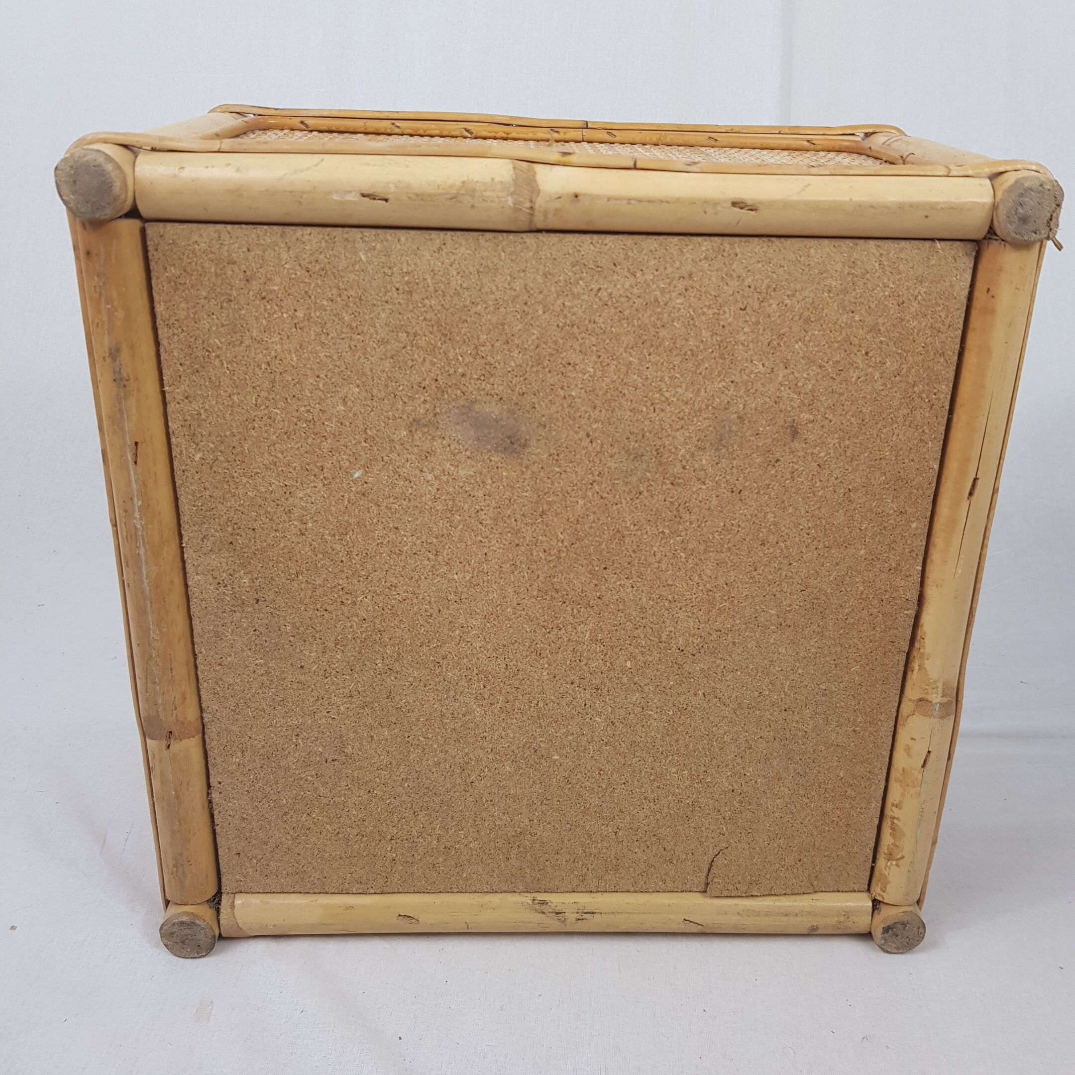 Square-shaped indoor gardener in vintage rattan bamboo