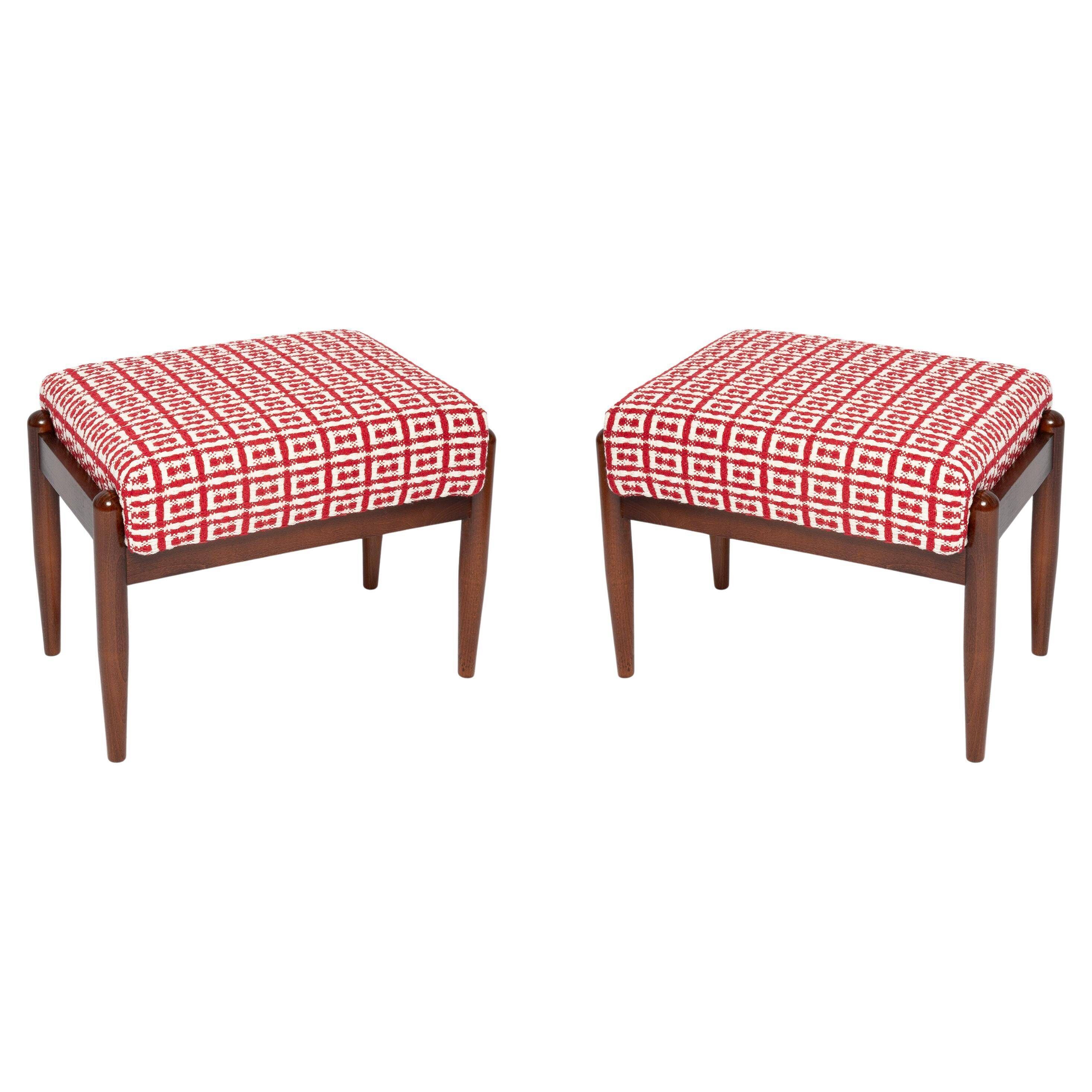 Mid Century GFM stool pair in Dedar Jacquard Tweed, E. Homa, Europe, 1960s