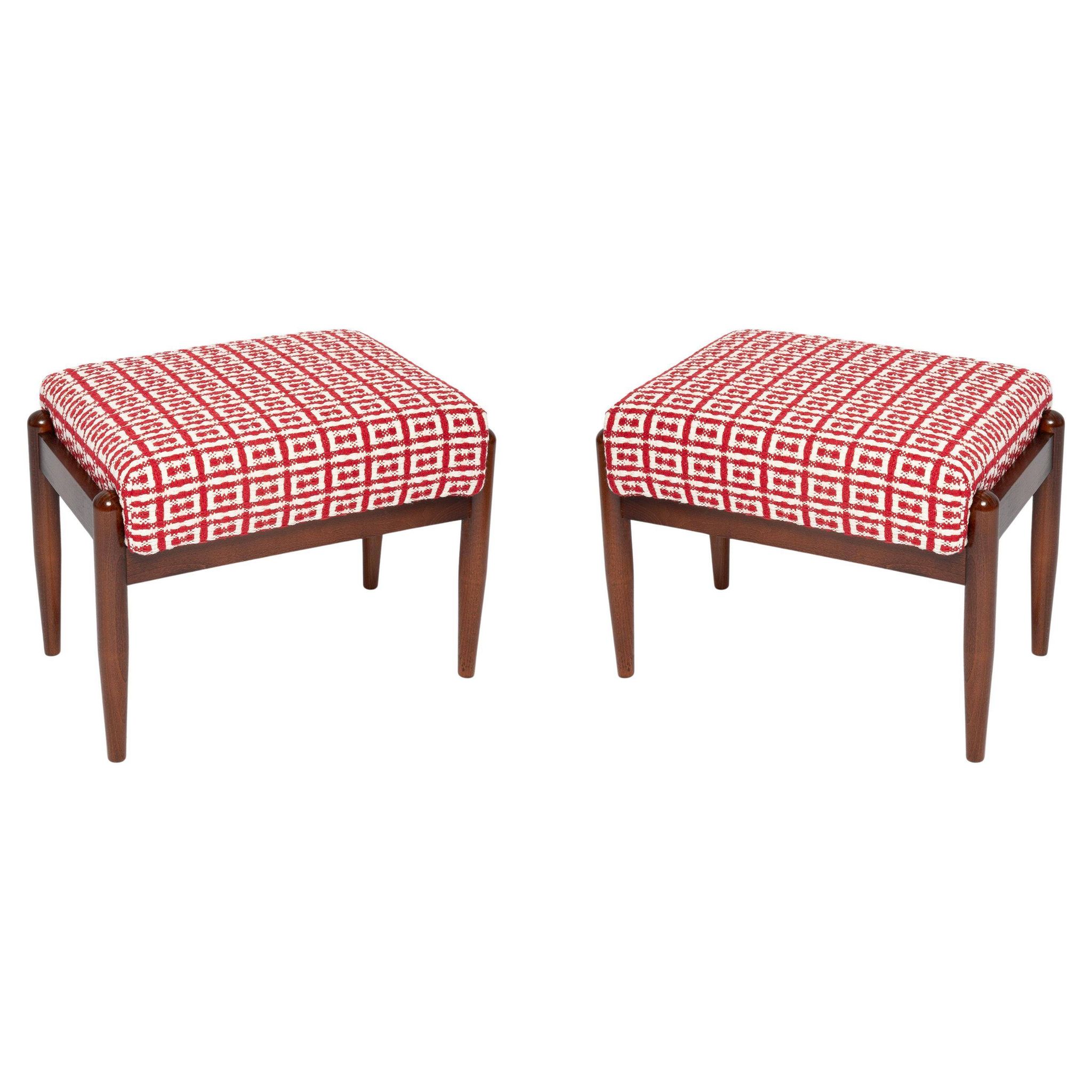 Mid Century GFM stool pair in Dedar Jacquard Tweed, E. Homa, Europe, 1960s