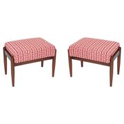 Mid Century GFM stool pair in Dedar Jacquard Tweed, E. Homa, Europe, 1960s